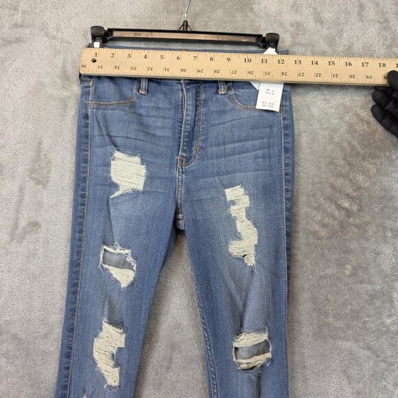 Hollister Jeans Womens 3R Blue High Rise Jean Legging Distressed W26 L28 Stretch - Picture 3 of 11